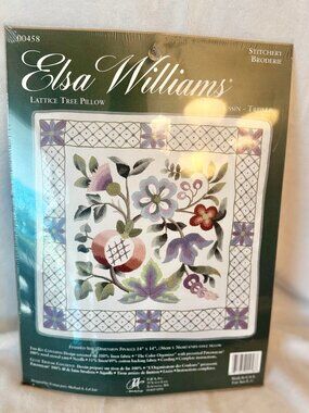 Elsa Williams Lattice Tree Knife Edge Pillow Floral Stitchery Broderie Kit JCA